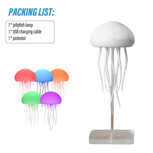 Contemporary Jellyfish Table Lamp - USB Rechargeable, Adjustable Color-Changing LED Night Light with Polished Plastic Base