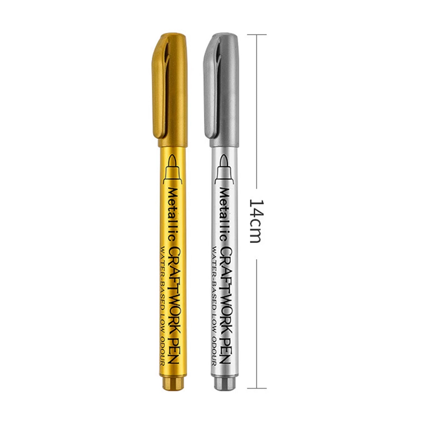 Metallic Marker Pen Set - 2 Quick Drying Permanent Oil-Based Markers in Gold & Silver for Stunning Art and Craft Projects