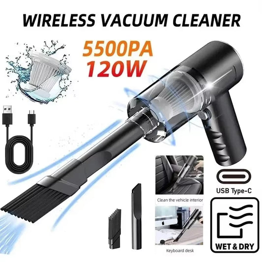 High-Power Portable Wireless Car Vacuum Cleaner for Home and Vehicle Use, 120W Dual-Function Vacuum Cleaner