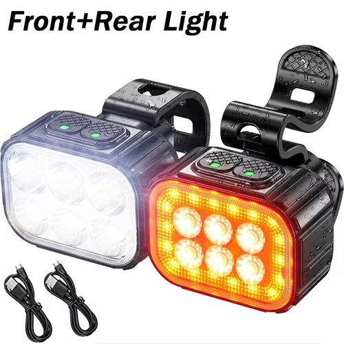 Bicycle Q6 LED Light Set - Rechargeable Front and Rear Lights for MTB and Road Bikes, Cycling Accessories