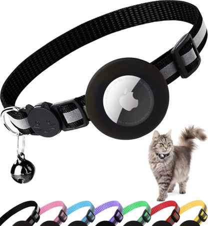 Breakaway Cat Collar with Reflective Features and Apple AirTag Holder, Includes Bell - Suitable for Kittens and Adult Cats, 0.4 Inches