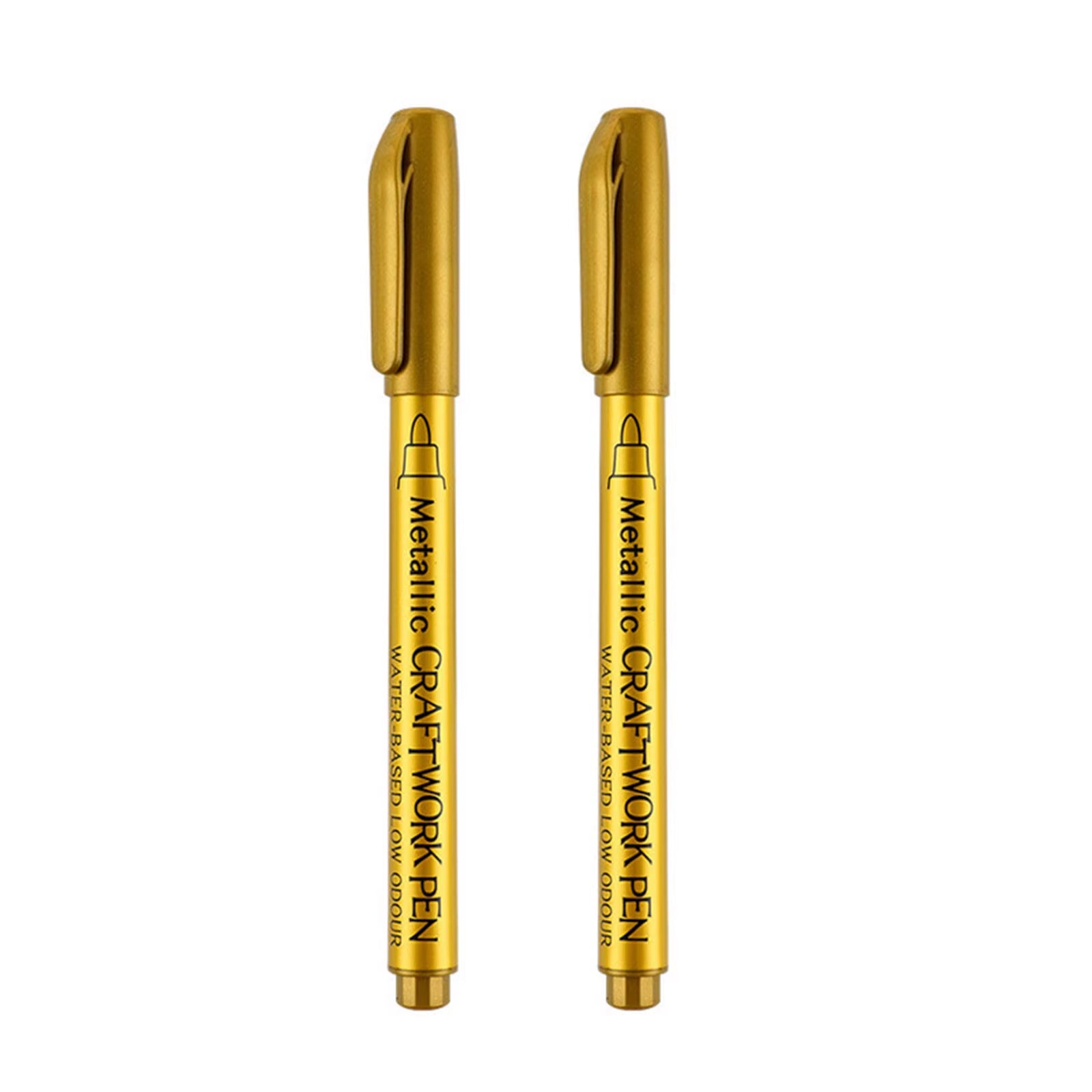 Metallic Marker Pen Set - 2 Quick Drying Permanent Oil-Based Markers in Gold & Silver for Stunning Art and Craft Projects