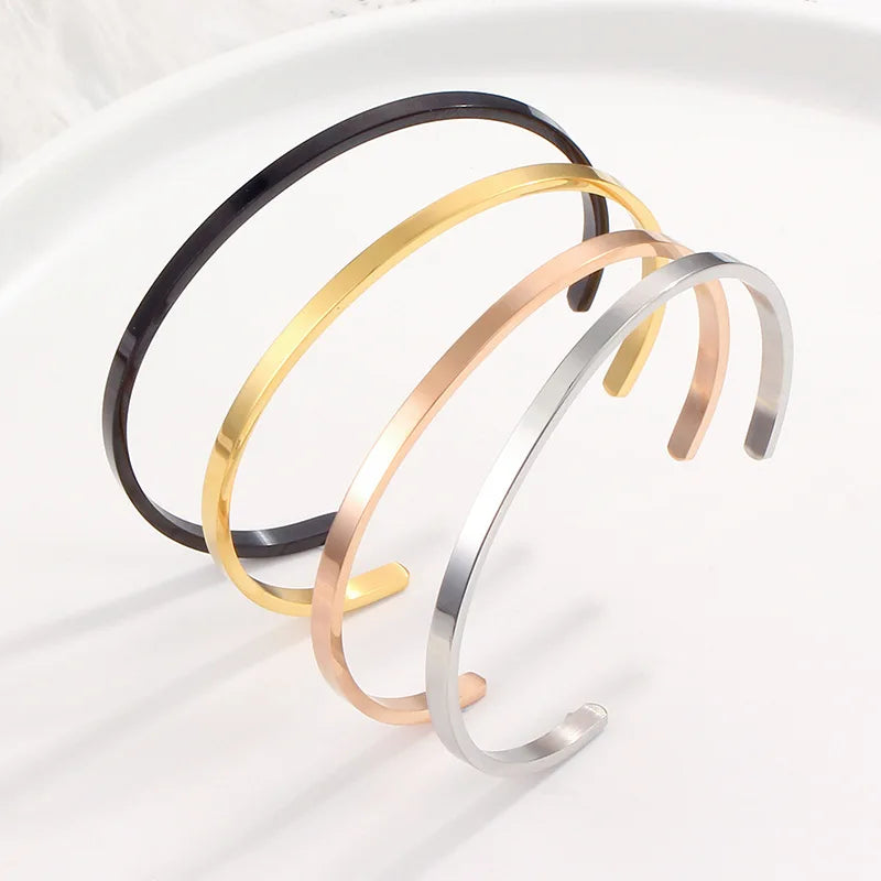 Personalized Unisex Stainless Steel Bangle Bracelet - DIY Alphanumeric Design for Couples