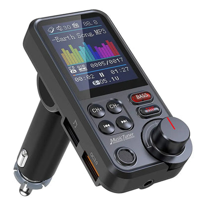 1.8" Wireless Bluetooth FM Transmitter with Quick Charge 3.0 and Superior Sound Quality
