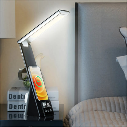 2024 3-in-1 15W Wireless Charger with LED Folding Table Lamp and Touch Clock, Compatible with iPhone 15, 14, 13, 12 Pro Max