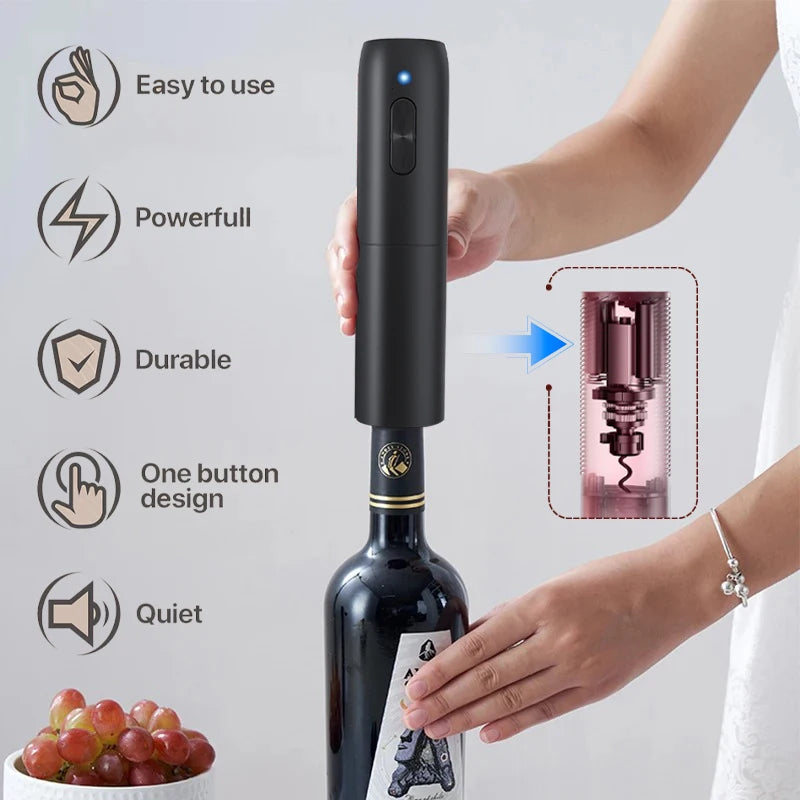 Automatic Electric Wine Bottle Opener with Rechargeable Base - Premium Corkscrew for Red Wine and Culinary Use