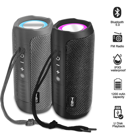 TG227 Waterproof Portable Wireless Speaker with Built-in Lamp - Your Perfect Companion for Outdoor Music Parties with USB, TF, and FM Radio Support