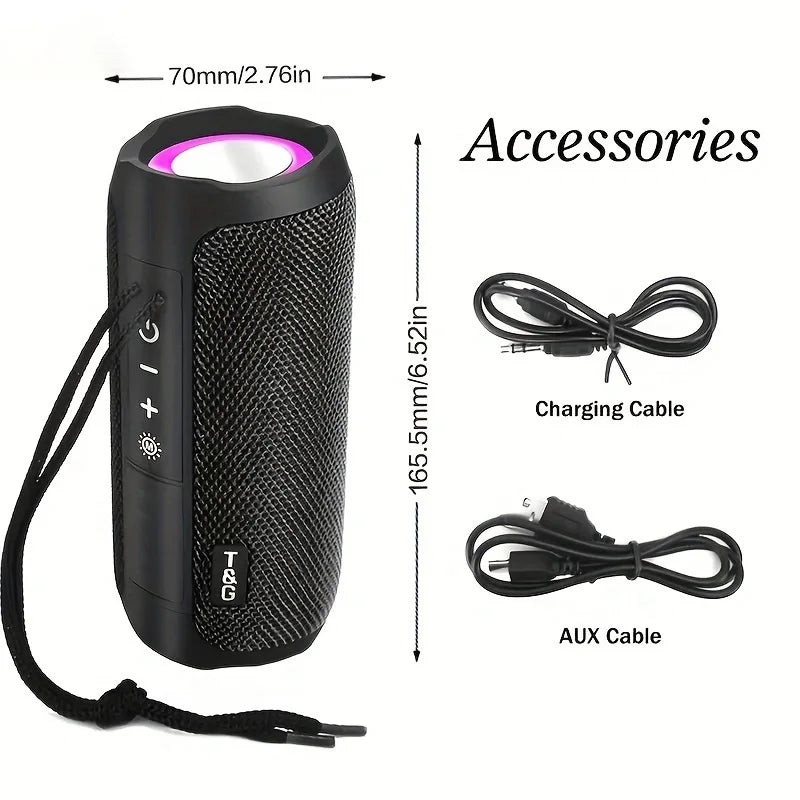 TG227 Waterproof Portable Wireless Speaker with Built-in Lamp - Your Perfect Companion for Outdoor Music Parties with USB, TF, and FM Radio Support