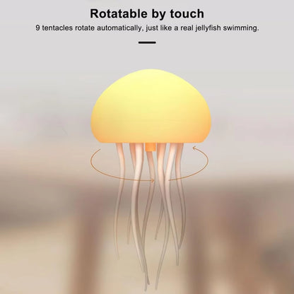 Contemporary Jellyfish Table Lamp - USB Rechargeable, Adjustable Color-Changing LED Night Light with Polished Plastic Base