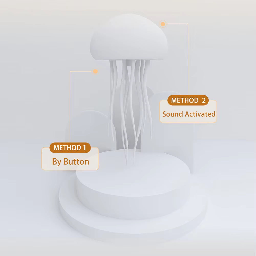 Contemporary Jellyfish Table Lamp - USB Rechargeable, Adjustable Color-Changing LED Night Light with Polished Plastic Base