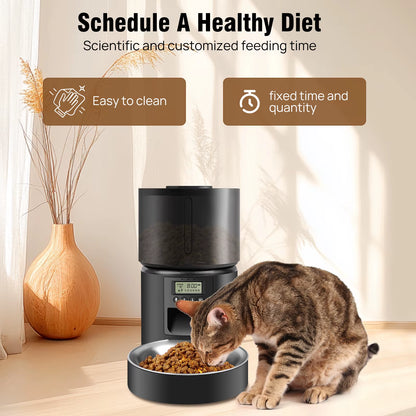 EFAN Automatic Cat Feeder - Cat Feeder with 1-6 Meals with Timer Cat Food Dispenser 3L Automatic Dog Feeder Including Desiccant